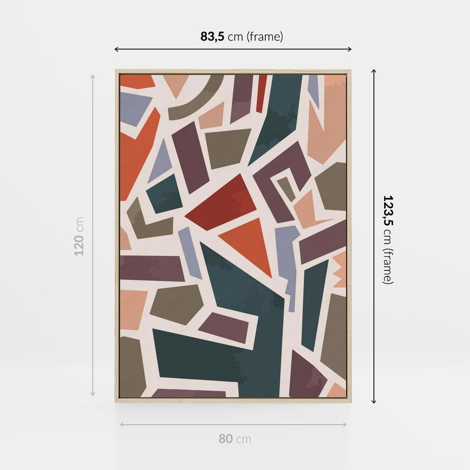 Obraz w ramie 80x120 - Modernistyczna Transcendencja - geometryczne kształty, mozaika - rama drewno