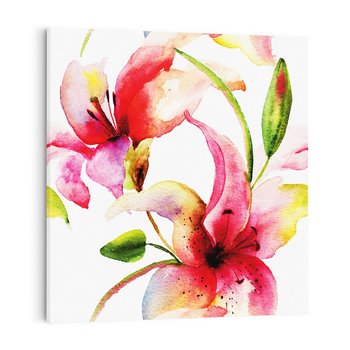 Obraz na płótnie 30x30 - Kwiaty w akwareli - delikatne piękno - kwiaty, akwarela