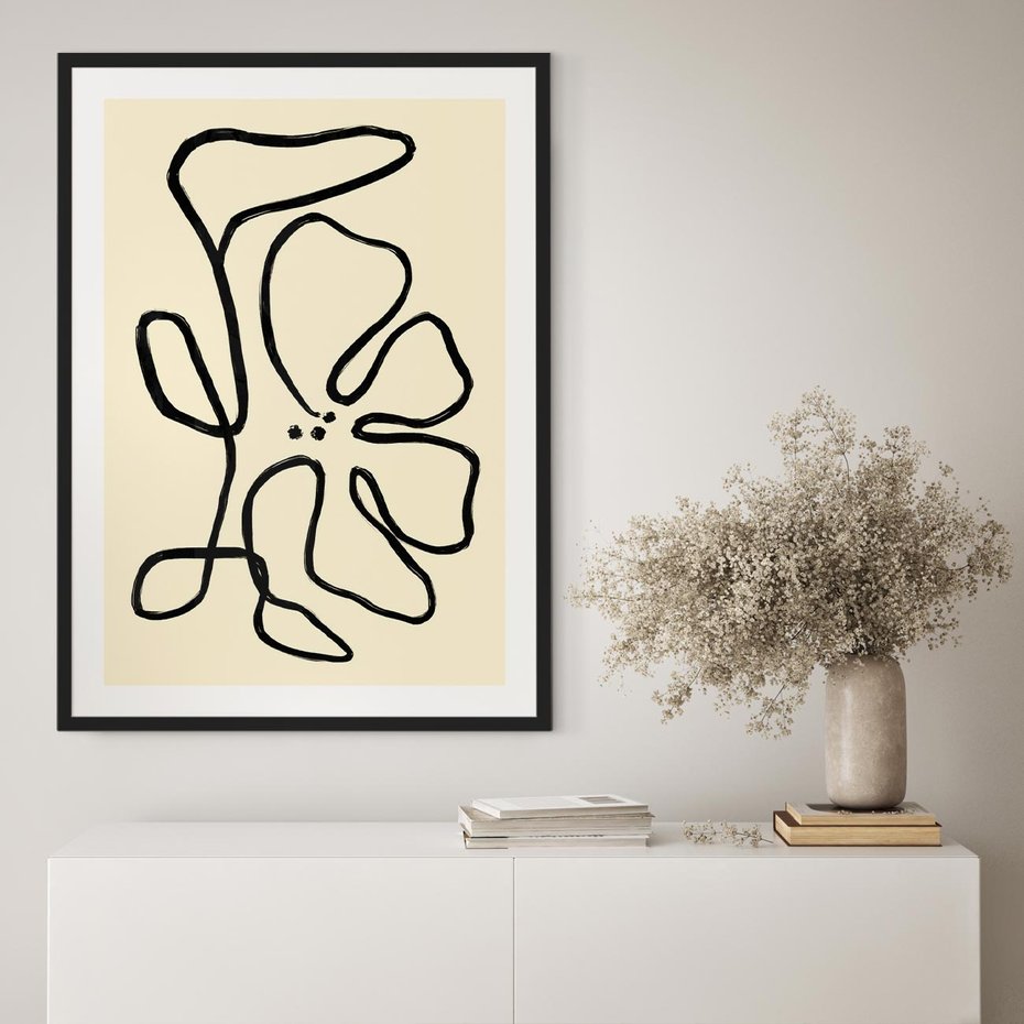 Plakat w ramie 40x50 - Zaklęte Aberracje - abstrakcyjna sztuka, przypominająca kwiat - rama czarna