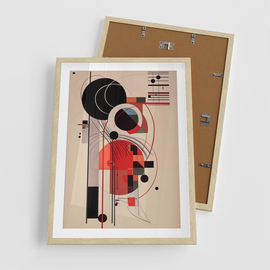 Plakat w ramie 50x70 - Rozbijające Granice Dźwięku - modernistyczny obraz, styl bauhaus - rama drewno