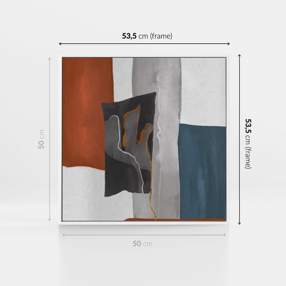 Obraz w ramie 50x50 - Nowoczesna geometria - nowoczesny, geometryczny - rama biała