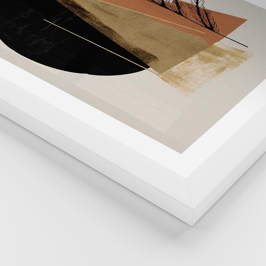 Plakat w ramie 50x70 - Wibracje Barw Ziemi - abstrakcyjny obraz, dziwne formy - rama biała