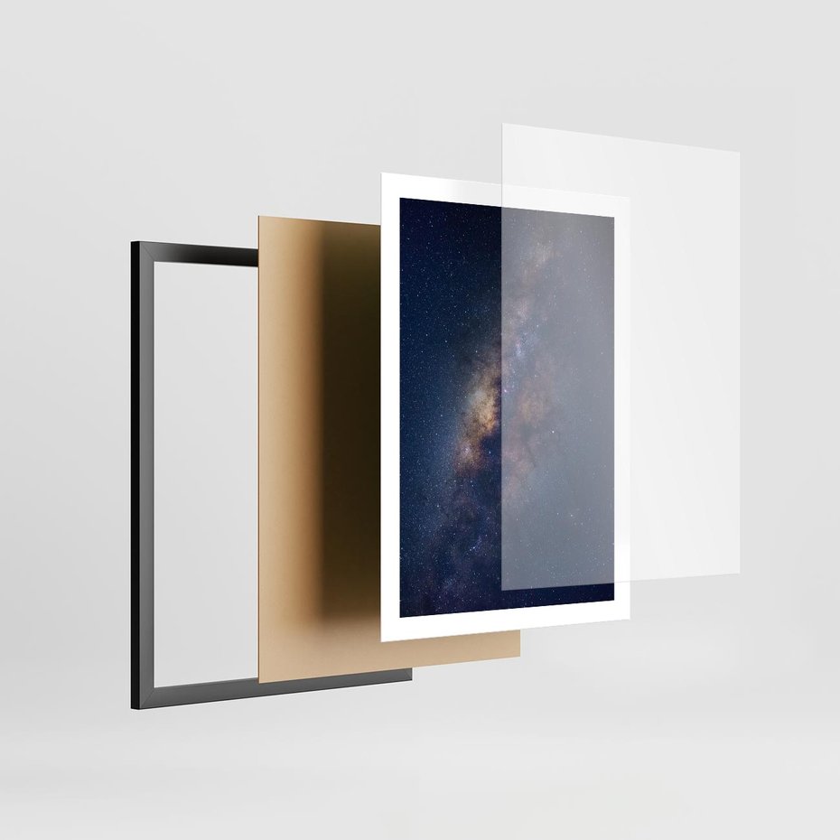 Plakat w ramie 50x70 - Wśród Gwiazd - rozgwieżdzone niebo, droga mleczna - rama czarna