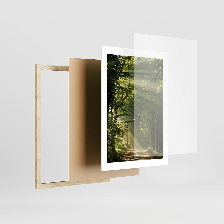 Plakat w ramie 30x40 - harmonia natury - las, drzewa - rama drewno