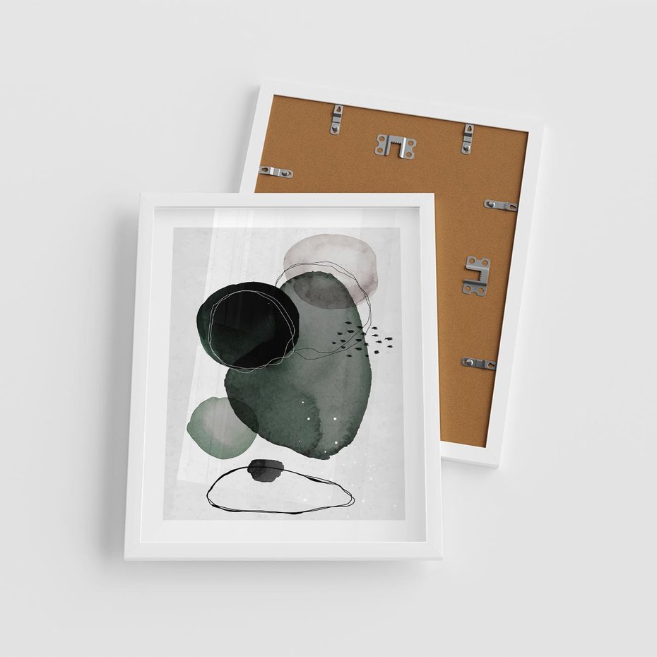 Plakat w ramie 40x50 - Abstrakcyjne Plamy w Akwareli - abstrakcyjne akwarelowe plamy - rama biała