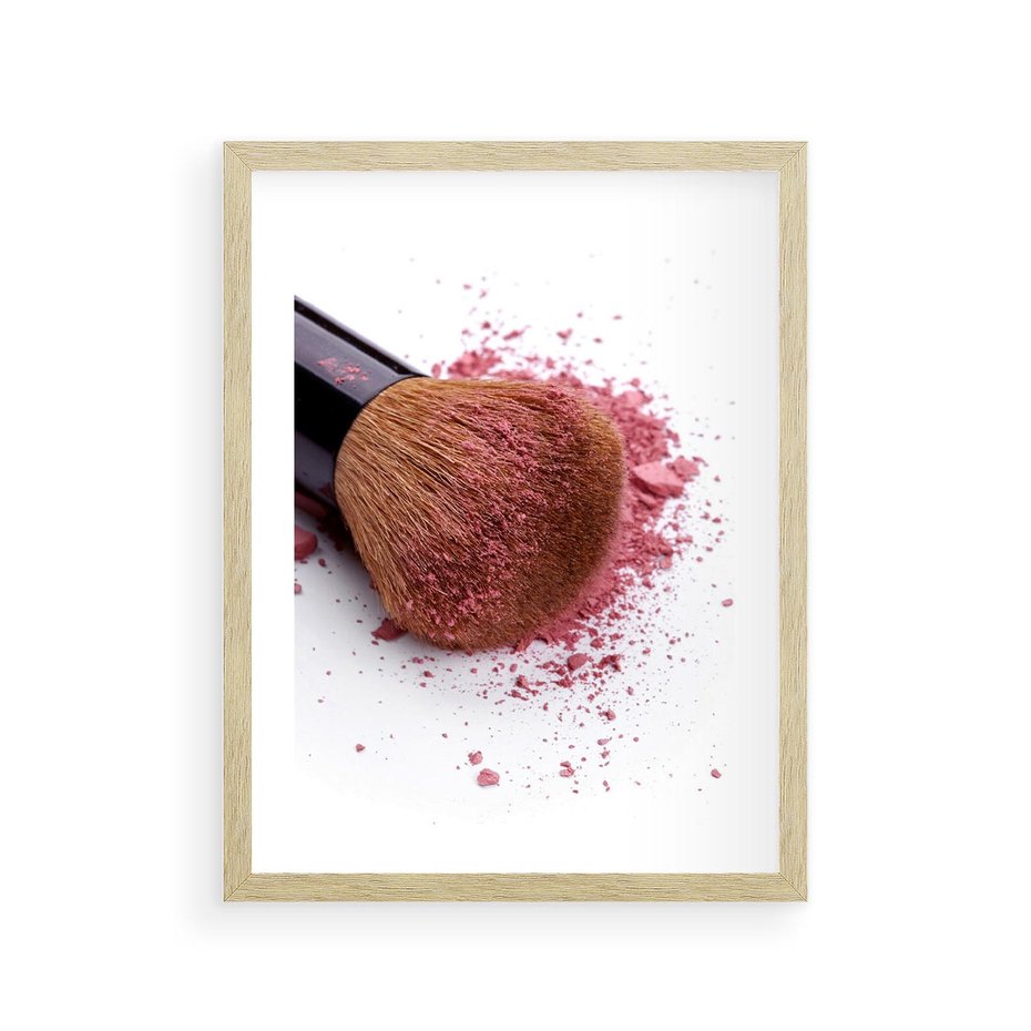 Plakat w ramie 30x40 - Makijaż w kolorze pędzla - makijaż, pędzel - rama drewno