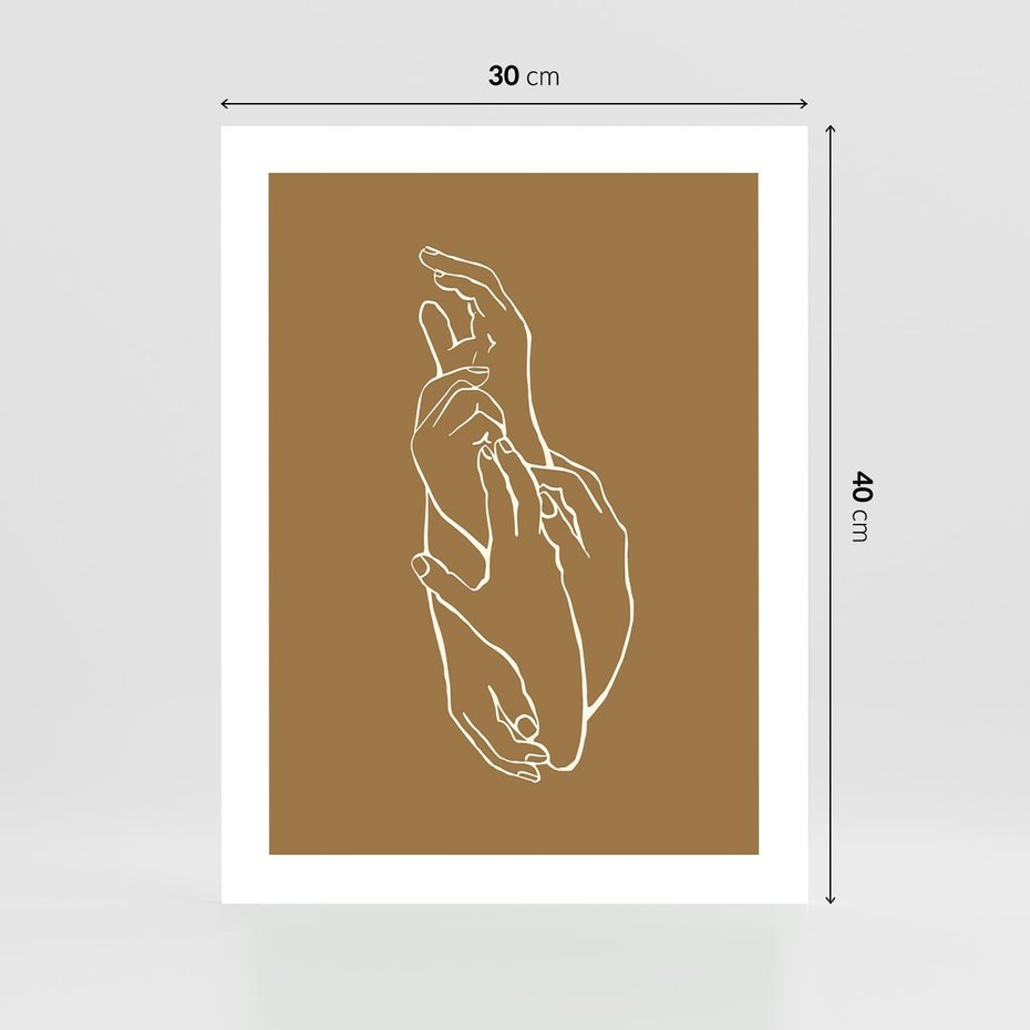Plakat bez ramy 30x40 - Splecione Dłonie - szkic, minimalizm