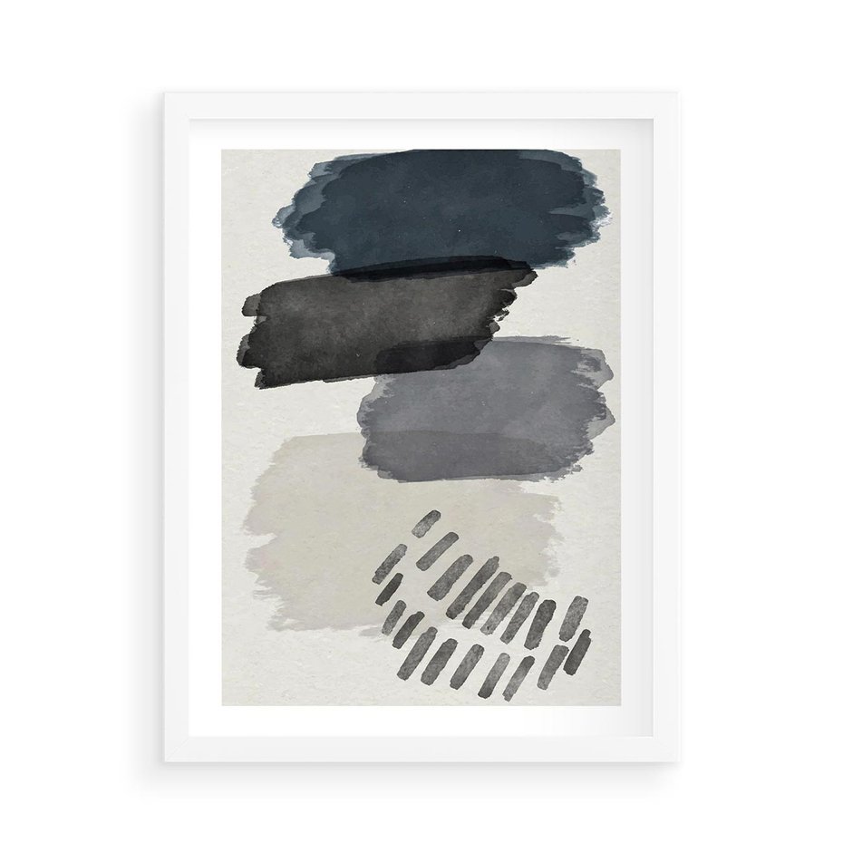 Plakat w ramie 50x70 - W Stylu Akwareli - nowoczesny plakat, abstrakcja - rama biała