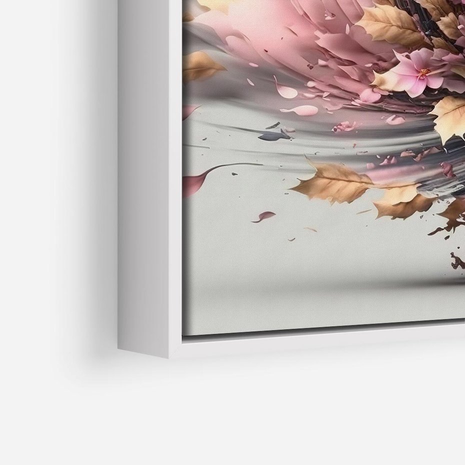 Obraz w ramie 80x80 - Kwiatowy Wir - nowoczesna grafika komputerowa, wir z kwiatów - rama biała