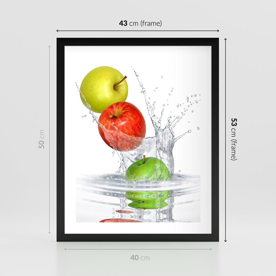 Plakat w ramie 40x50 - Jabłkowa Fantazja - owoce, jabłka - rama czarna