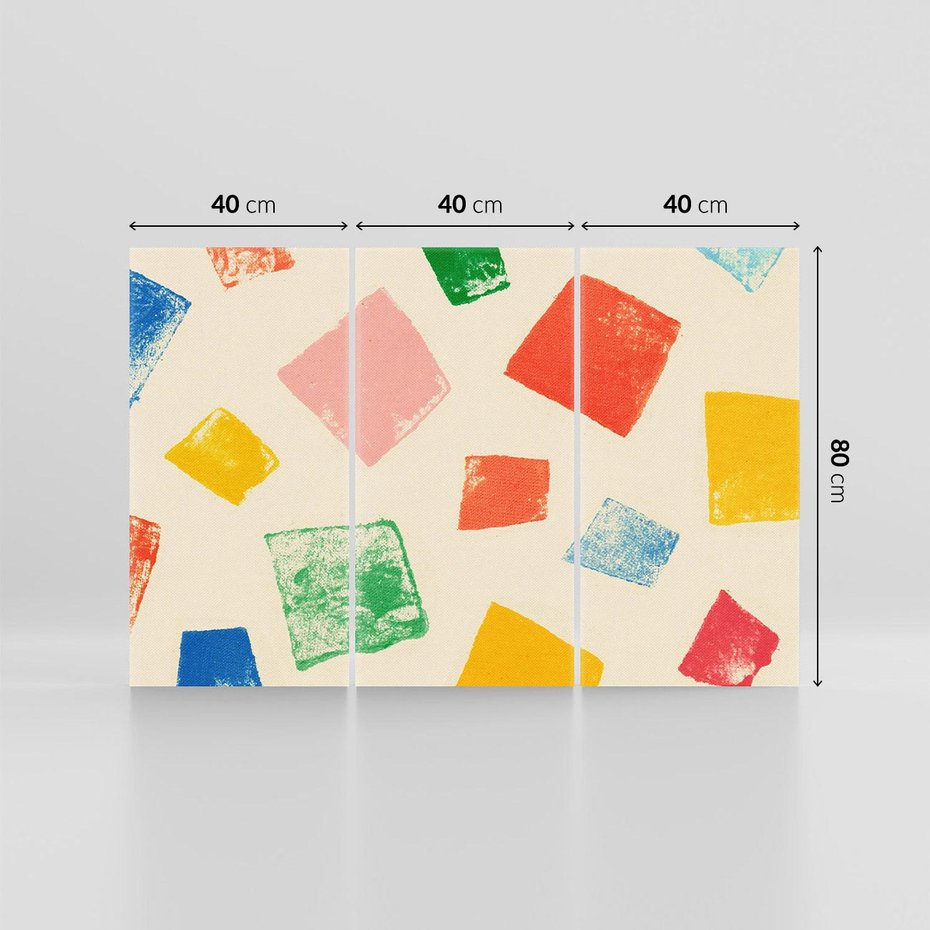 Obraz na płótnie 120x80 - Tęczowe Rytmy - kolorowe tęczowe kwadraty, wesoły kolaż