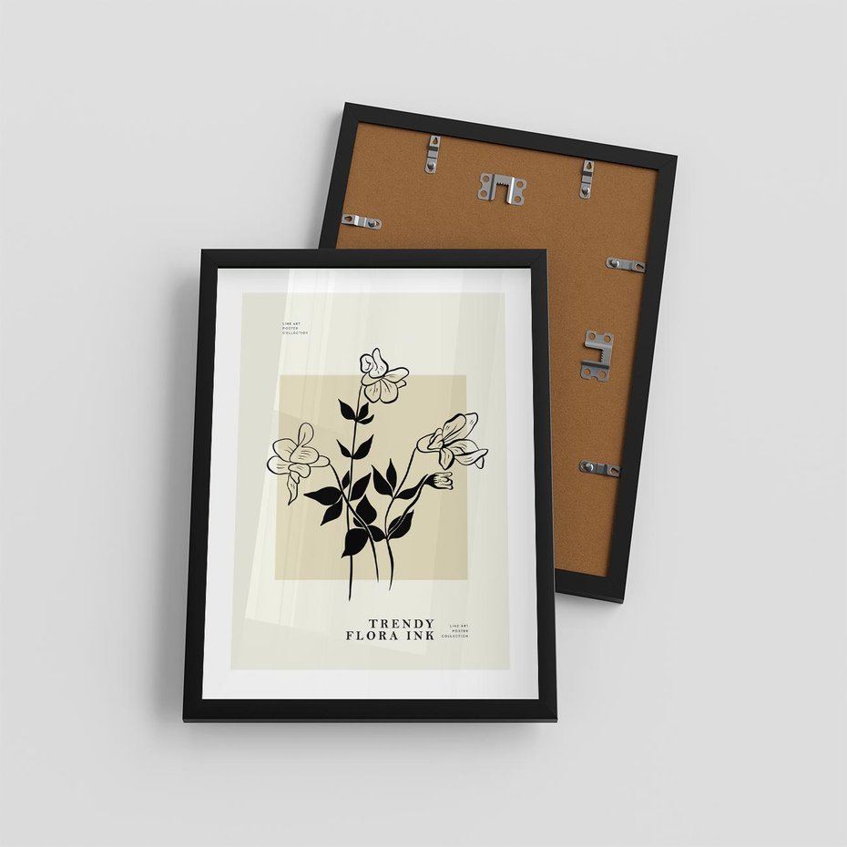 Plakat w ramie 30x40 - Malowane szkicowe tęsknoty - kwiaty, typografia - rama czarna