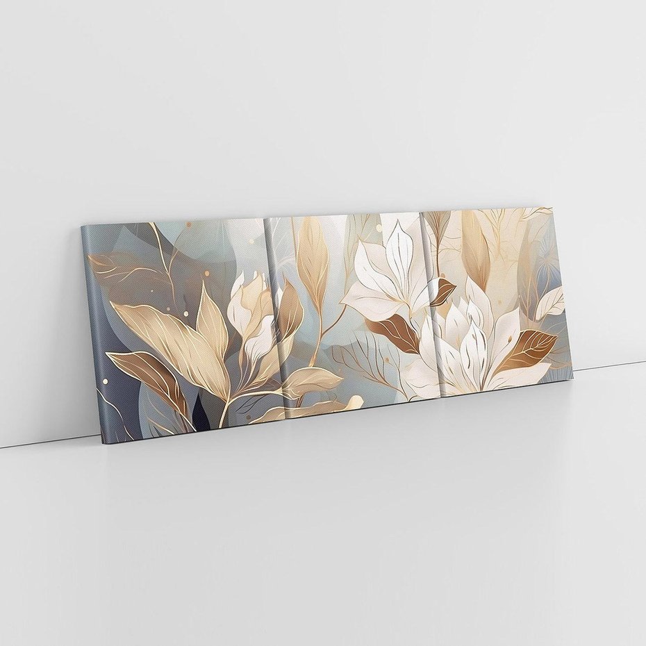 Obraz na płótnie 150x50 - Ekspresjonistyczny deszcz uczuć - grafika, złote kwiaty