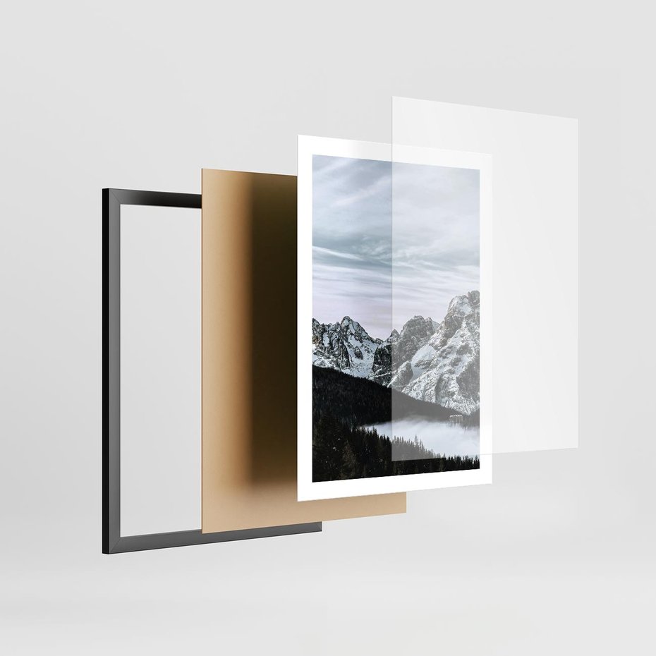 Plakat w ramie 50x70 - Malowniczy Krajobraz ze Śniegiem - góry, śnieg - rama czarna