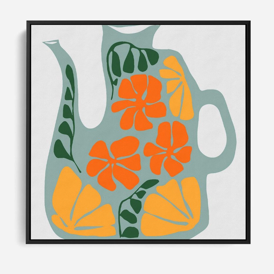 Obraz w ramie 50x50 - Kolorystyczna Ekspresja - czajnik, abstrakcja - rama czarna