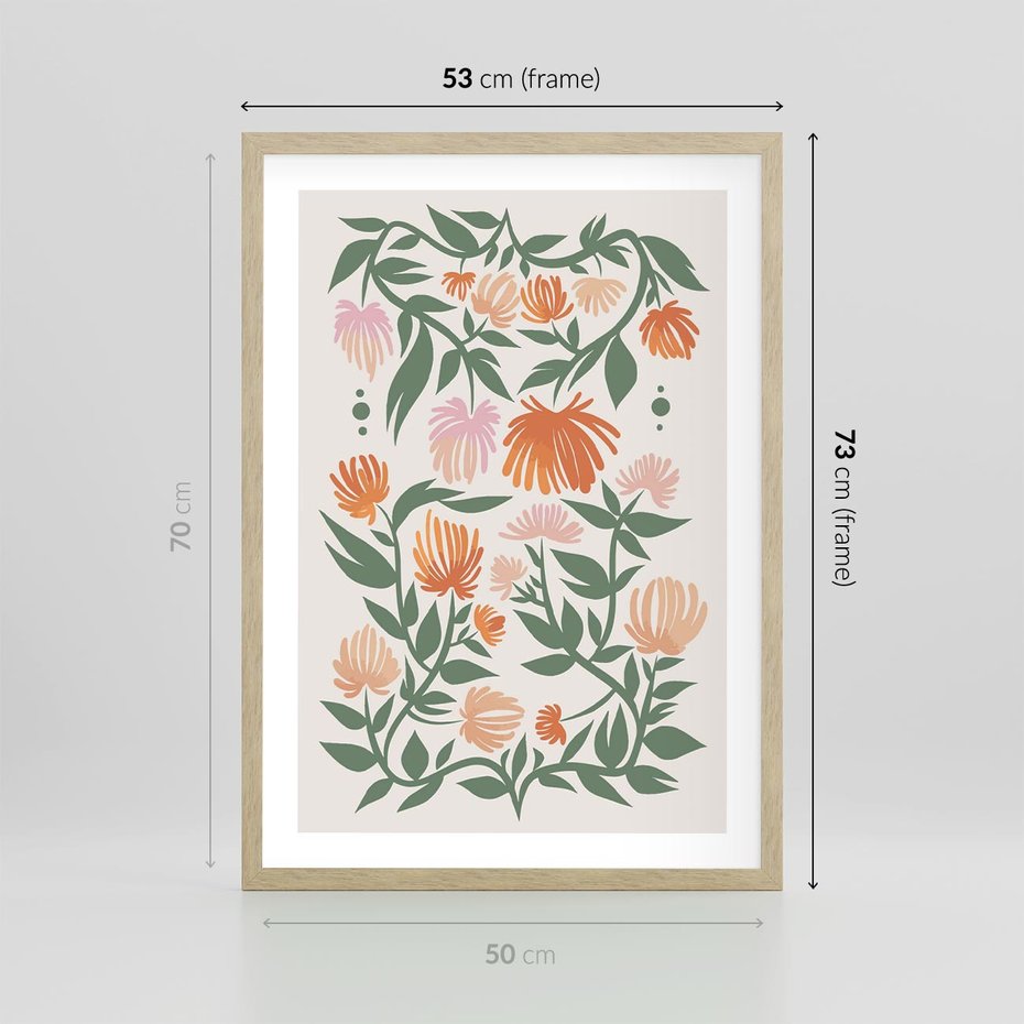 Plakat w ramie 50x70 - Kwiatowe Odbicia - kwiaty polne, plakat - rama drewno