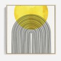 Obraz w ramie 80x80 - Słoneczne Odbicia - geometria, żółte koło - rama drewno