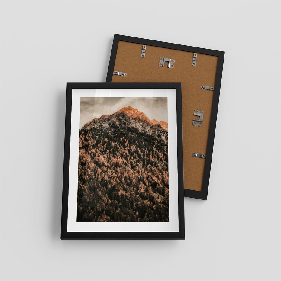 Plakat w ramie 30x40 - Jesienna Godzina w Górach - góry, las w górach - rama czarna