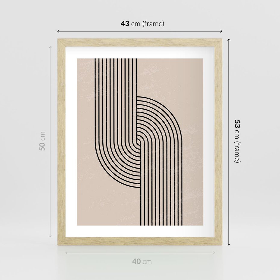 Plakat w ramie 40x50 - Puls Abstrakcji - abstrakcyjne linie, geometria - rama drewno