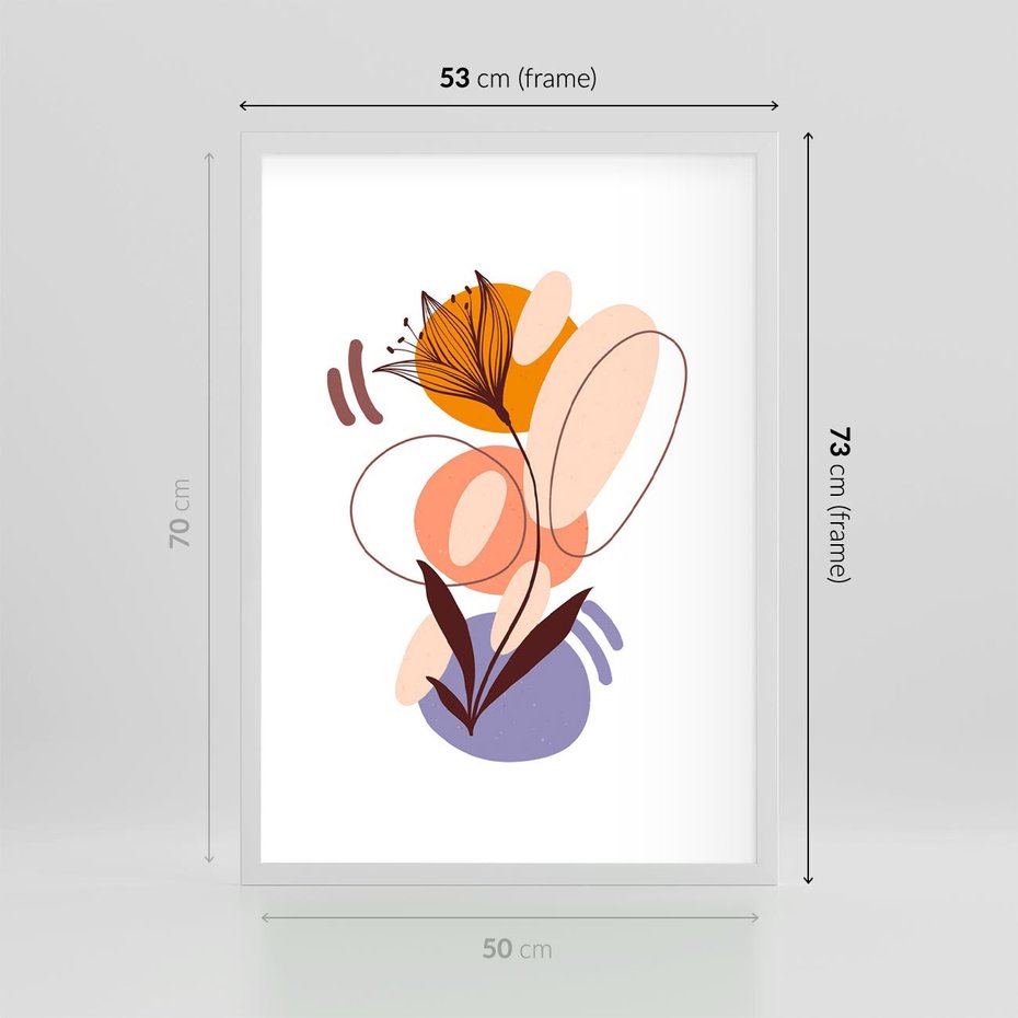 Plakat w ramie 50x70 - Kwiatowa Impresja - abstrakcyjna sztuka, plamy - rama biała
