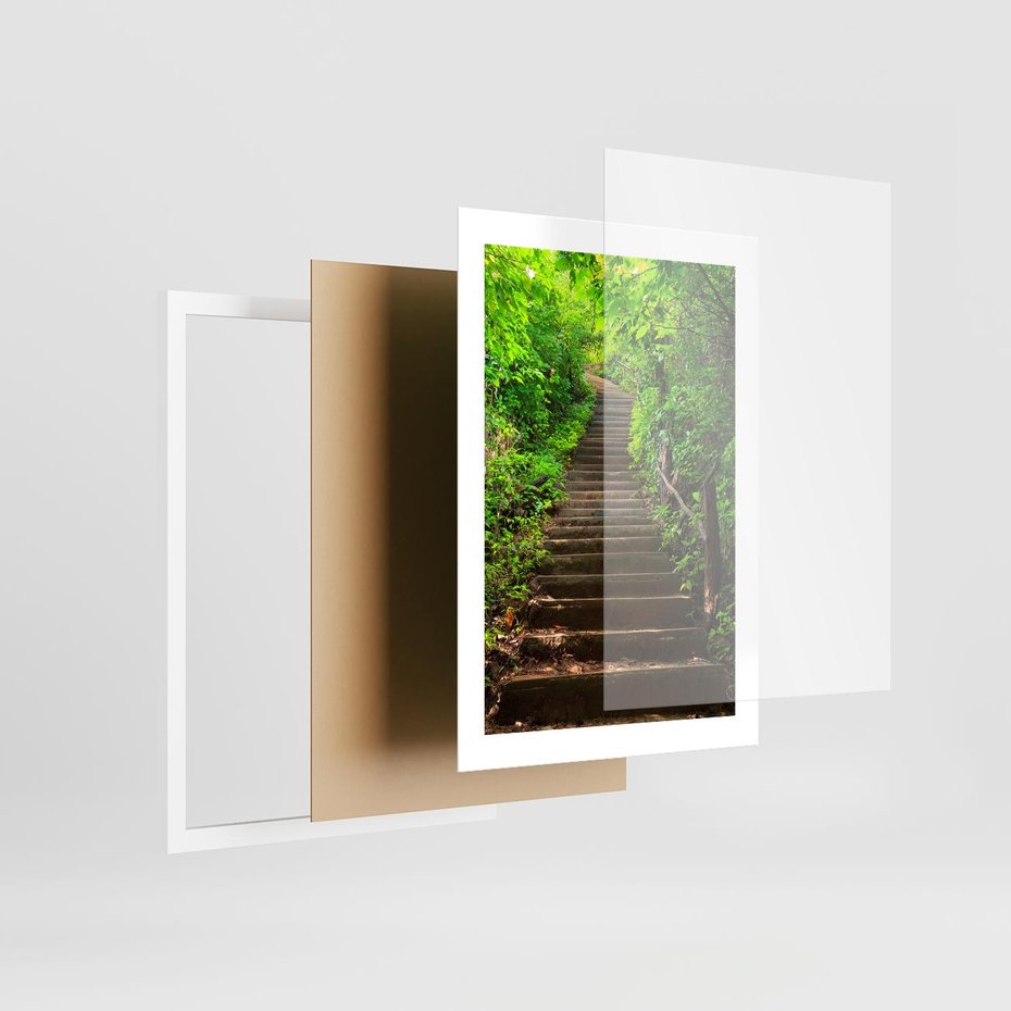 Plakat w ramie 30x40 - Lasowa ścieżka pełna tajemnic - ścieżka, schody - rama biała