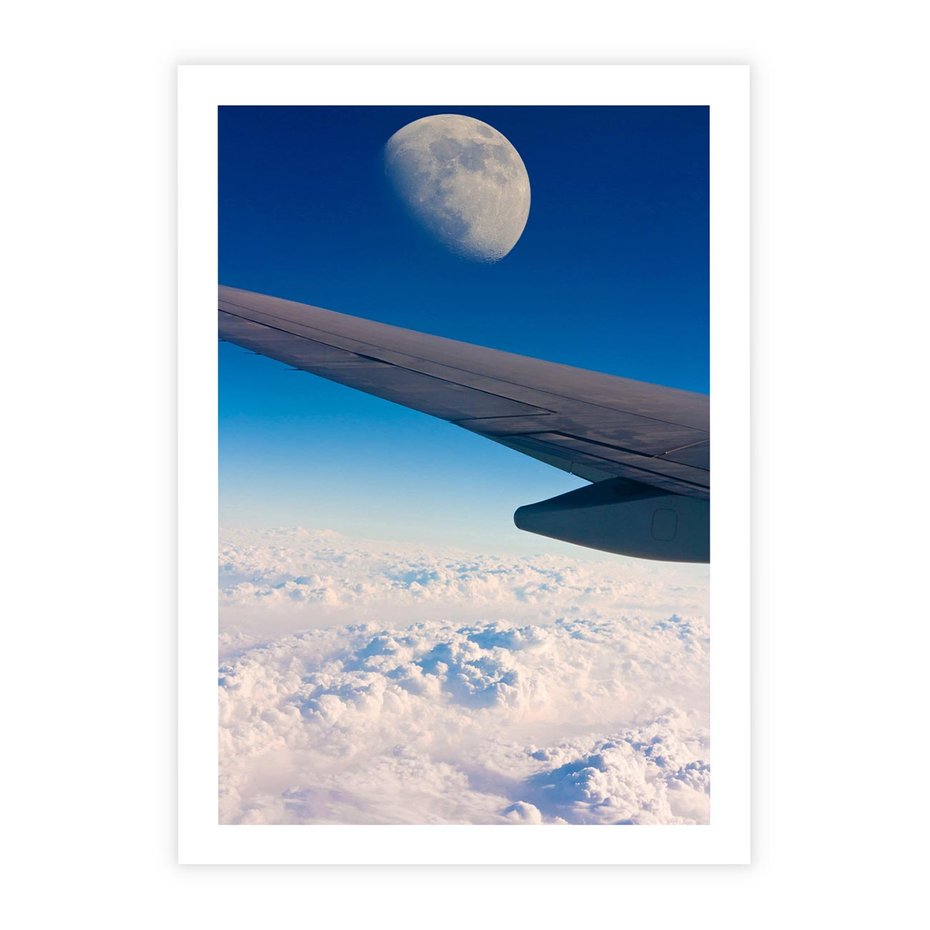 Plakat bez ramy 50x70 - Samolot ku Księżycowi - samolot, ksieżyc