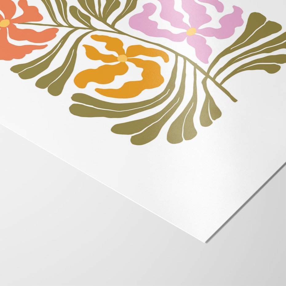 Plakat bez ramy 50x70 - Rozplątane Wizje - abstrakcyjne kolorowe kwiaty, minimlizm