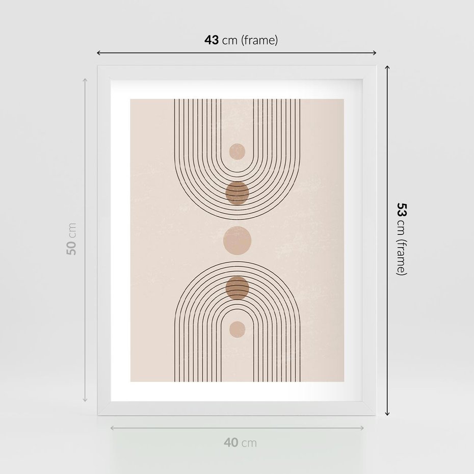 Plakat w ramie 40x50 - Zgeometryzowane Wizje - boho plakat, minimalizm - rama biała