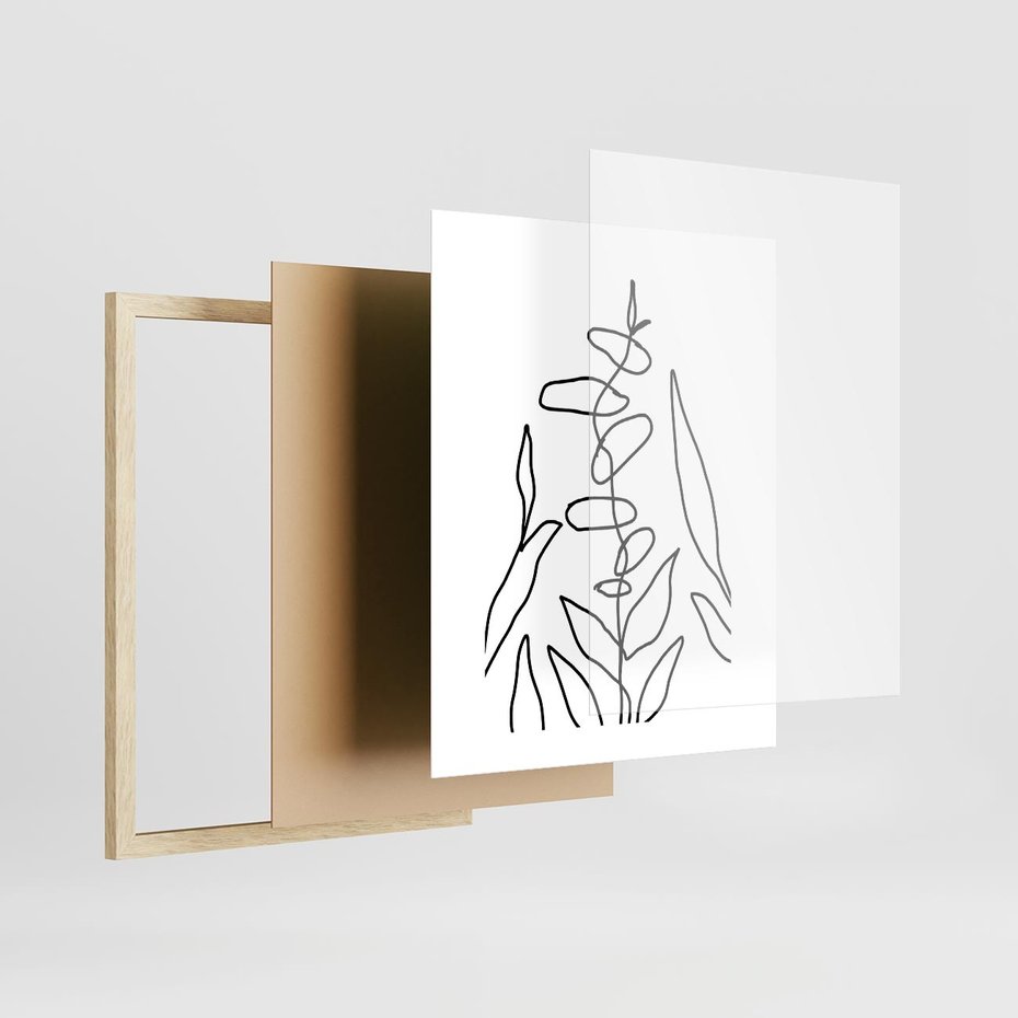 Plakat w ramie 40x50 - Konturem Naznaczone - mroczna sztuka, minimalizm - rama drewno