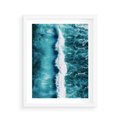 Plakat w ramie 40x50 - Błękitna Siła Oceanu - fale, ocean - rama biała