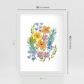 Plakat w ramie 30x40 - Migocące Widoki Kwiatów - akwarelowe polne kwiaty, minimalistyczny plakat - rama biała