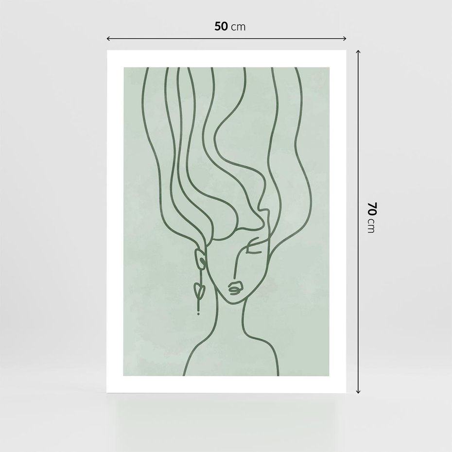 Plakat bez ramy 50x70 - Spokojne Objęcia Natury - abstrakcja, zielony szkic