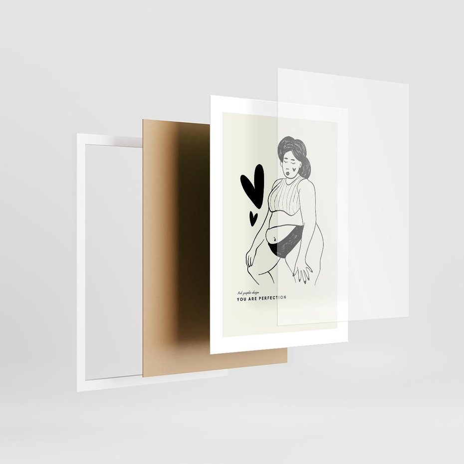 Plakat w ramie 30x40 - Wyrażenie Piękna - rysunek, sztuka nowoczesna - rama biała
