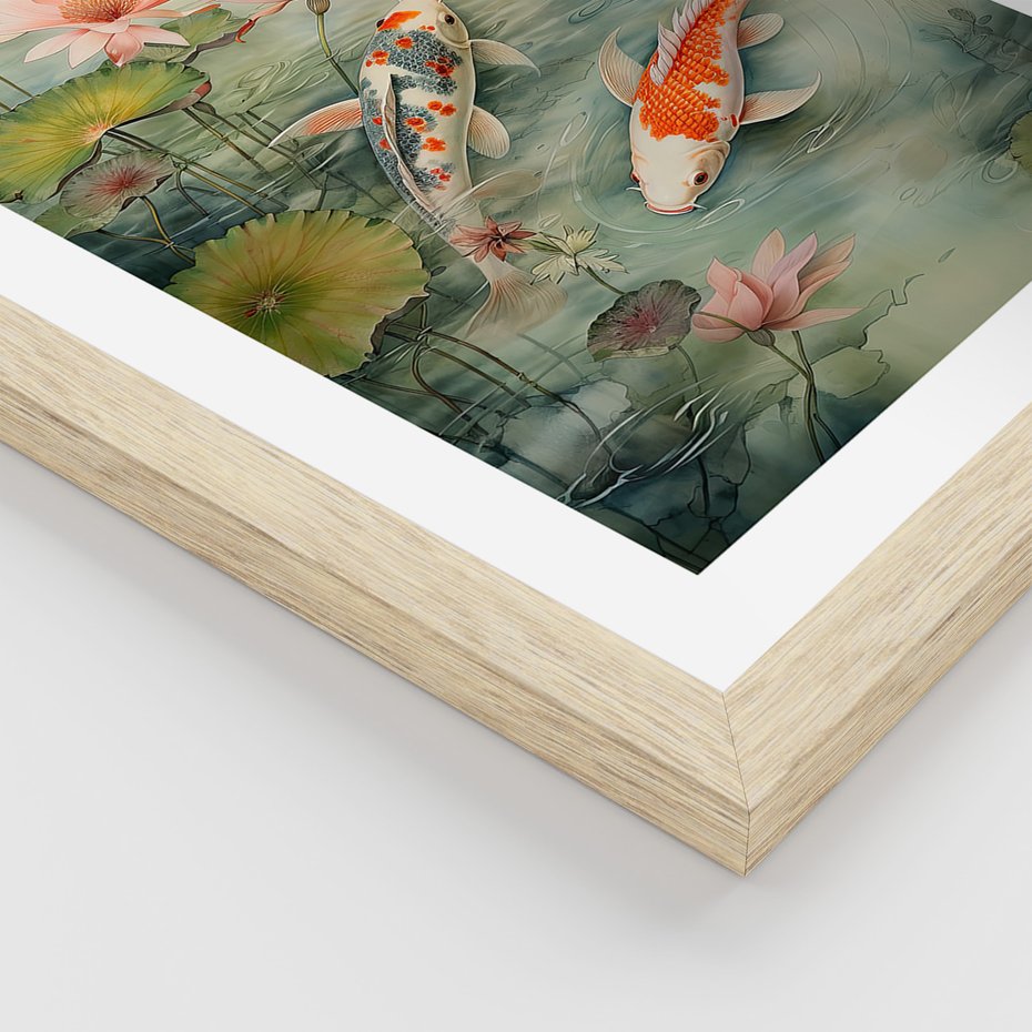 Zestaw obrazy w ramie 40x50 galeria - japonia, orient, kwiaty, japandi - rama drewno