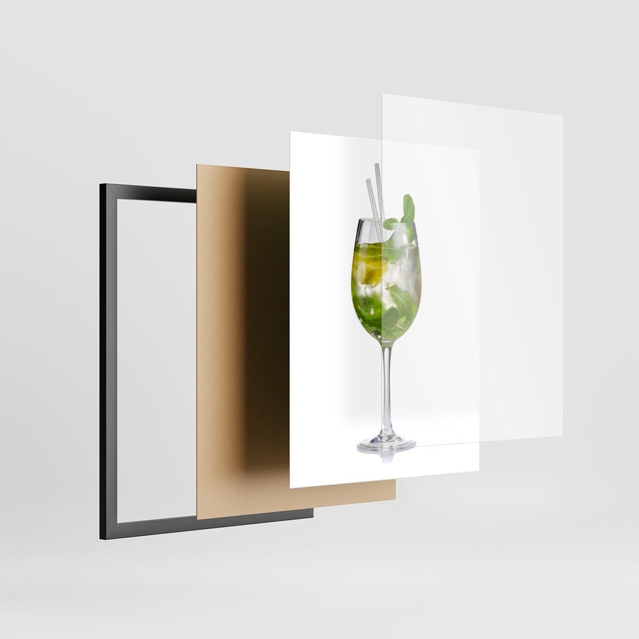 Plakat w ramie 50x70 - Limonkowy drink w letnim stylu - drink, limonka - rama czarna