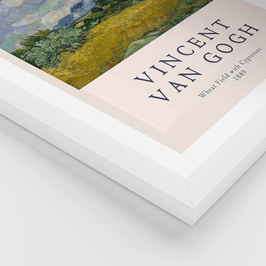 Plakat w ramie 30x40 - Pole z Cyprysami - reprodukcja obrazu, van gogh - rama biała