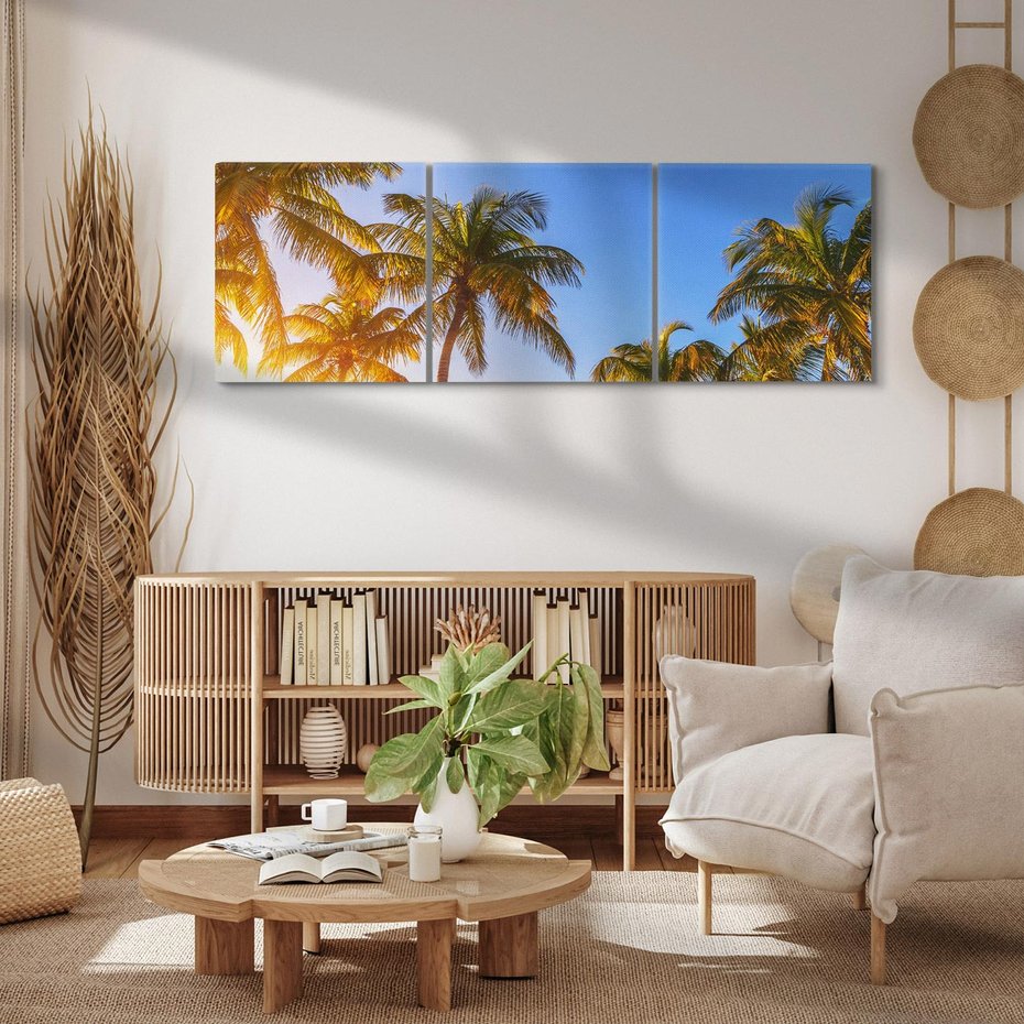 Obraz na płótnie 90x30 - Rajskie palmy w tropikalnym raju - palmy, tropiki
