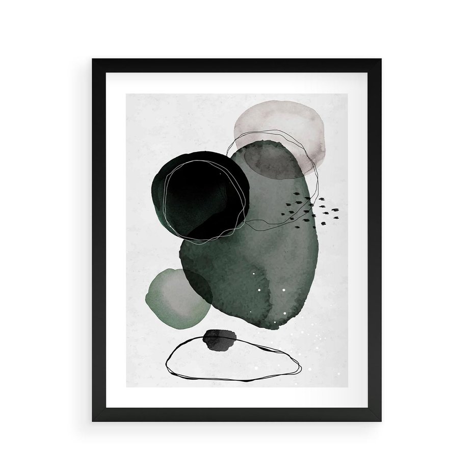 Plakat w ramie 40x50 - Abstrakcyjne Plamy w Akwareli - abstrakcyjne akwarelowe plamy - rama czarna