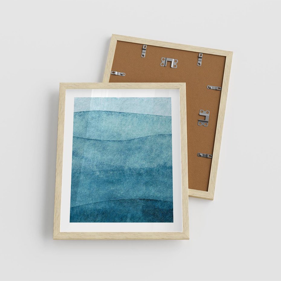 Plakat w ramie 40x50 - Kolorowe fale akwareli - akwarela, fale - rama drewno