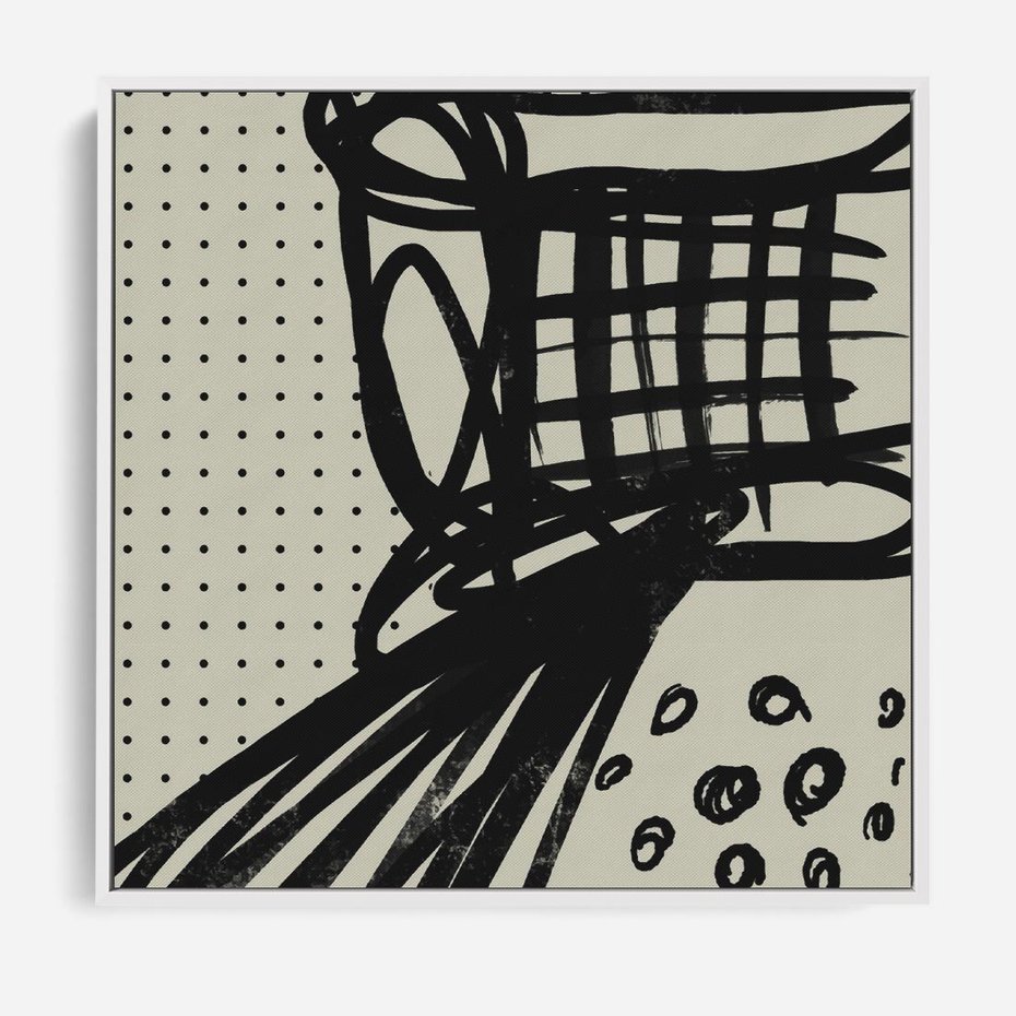 Obraz w ramie 50x50 - Złudne Kontemplacje - abstrakcyjna mroczna kompozycja, nieregularne - rama biała