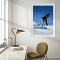 Plakat w ramie 30x40 - Snowboard na zimowych zboczach - snowboard, zima - rama biała