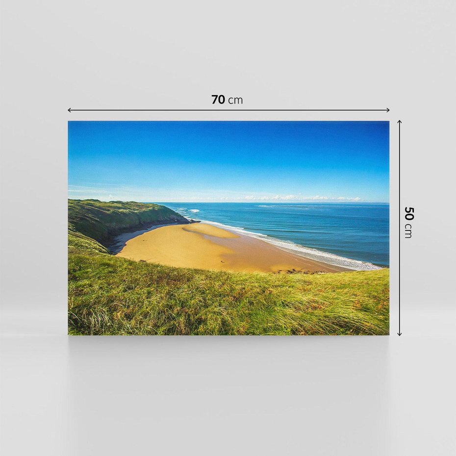 Obraz na płótnie 70x50 - Morze na Plaży - Błękitne Rajskie Zakątki - morze, plaża