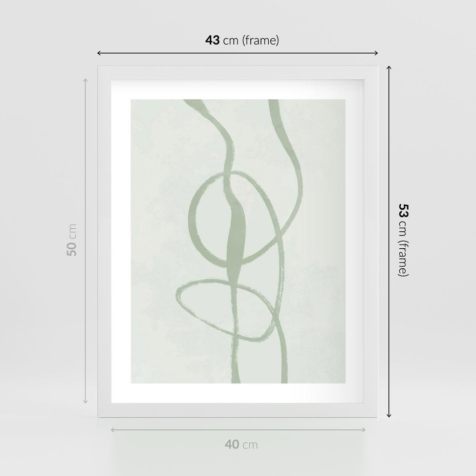 Plakat w ramie 40x50 - Zieleń Wewnętrznej Harmonii - zielona abstrakcja, zgaszona zieleń - rama biała