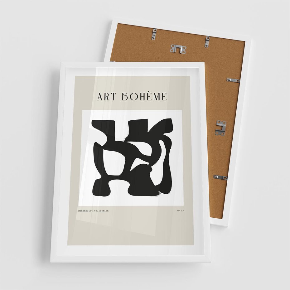 Plakat w ramie 50x70 - Boho Szepty - boho plakat, minimalizm - rama biała