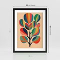 Plakat w ramie 30x40 - Harmonia Rozplątanych Form - abstrakcyjny kolorowy tęczowy obraz, inspiracje roślinne - rama czarna