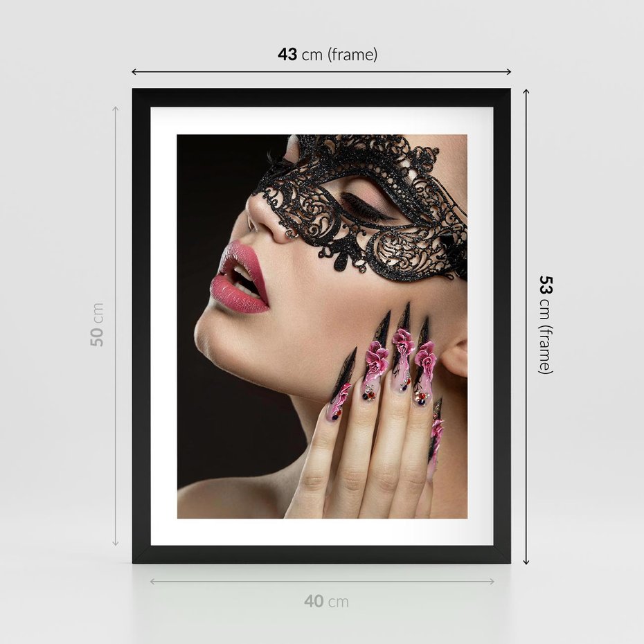 Plakat w ramie 40x50 - Piękno na tipsach - beauty, manicure - rama czarna