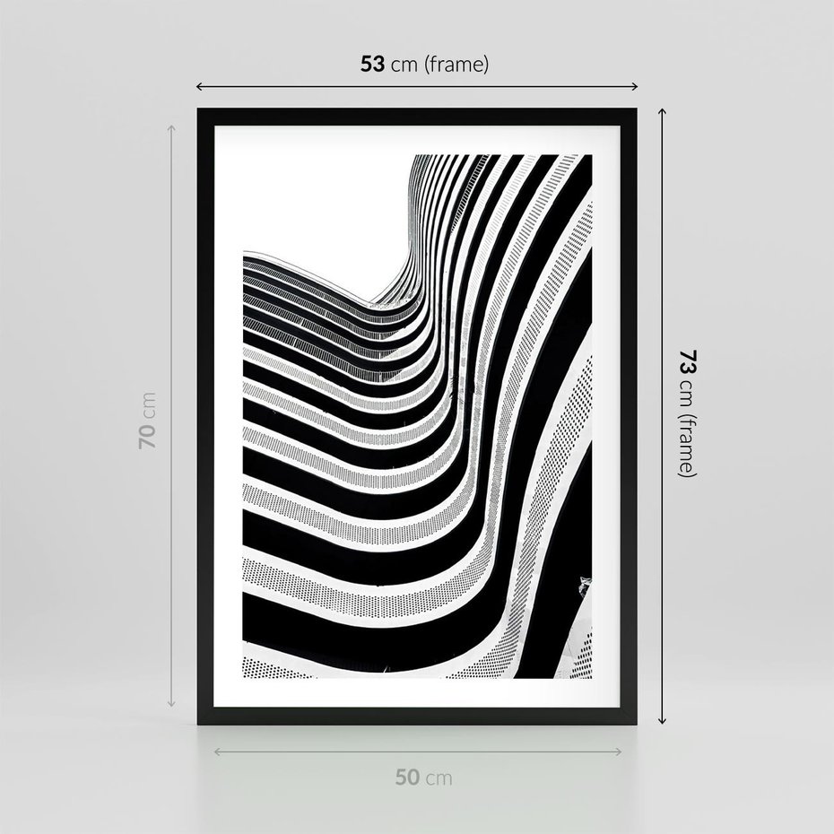 Plakat w ramie 50x70 - Nowoczesność w Monochromii - nowoczesna architektura, czarno białe zdjęcie - rama czarna