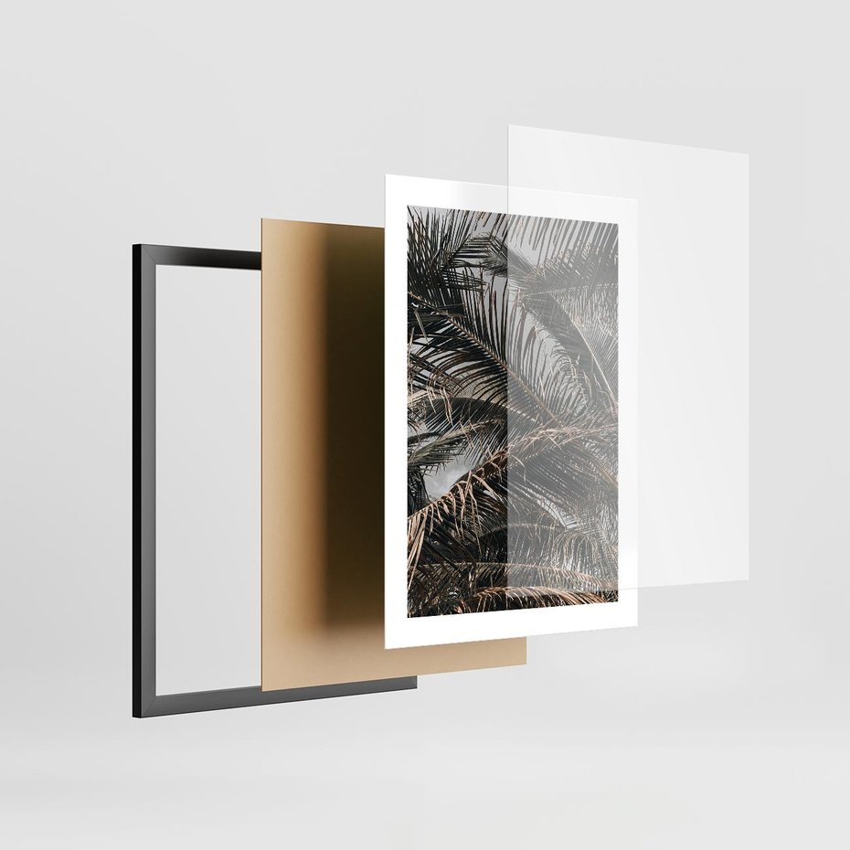 Plakat w ramie 30x40 - Liściaste Palmy - palmy, drzewa palmowe - rama czarna