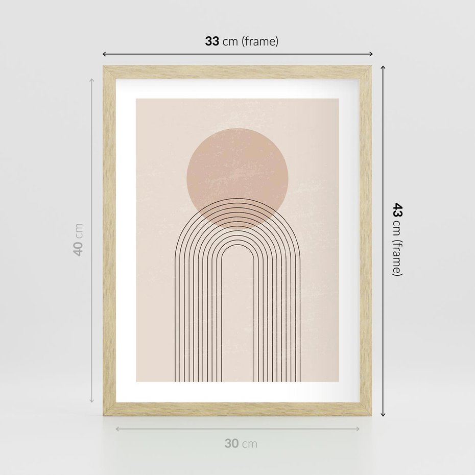 Plakat w ramie 30x40 - Konturem Zdefiniowane - boho plakat, minimalizm - rama drewno