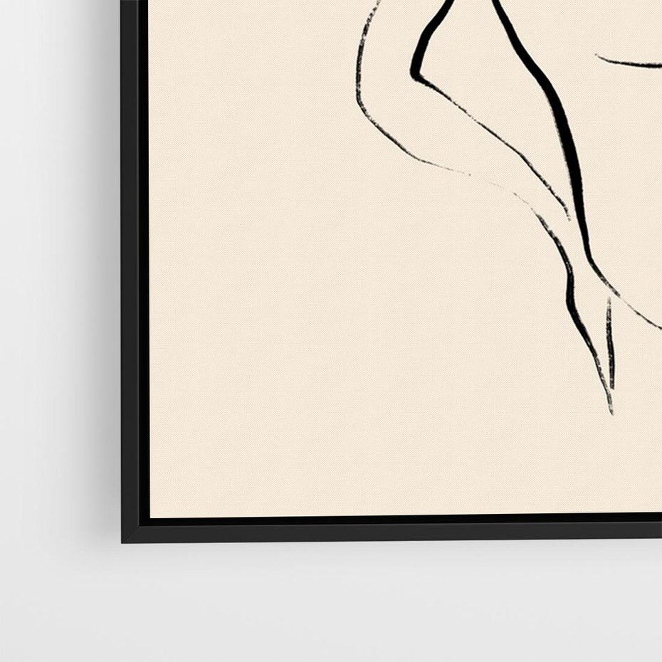 Obraz w ramie 100x70 - Piękno w Minimalizmie - abstrakcyjny rysunek, minimalistyczna kreska - rama czarna